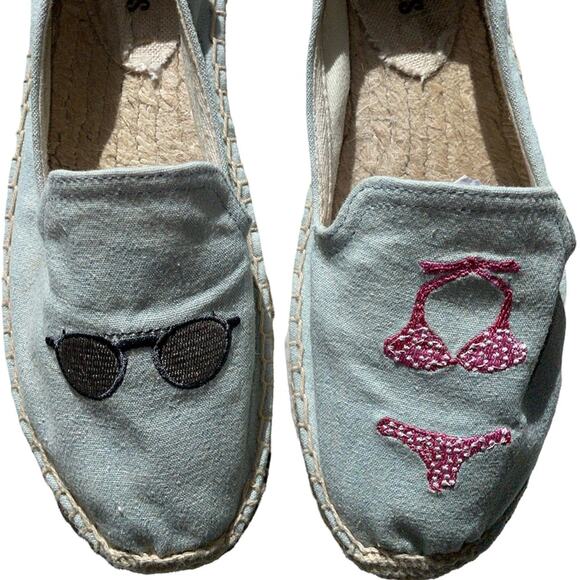 Soludos Eco-friendly Tencel Chambray Sunglasses & Bikini Espadrille Slide Ons 7 - Picture 8 of 9